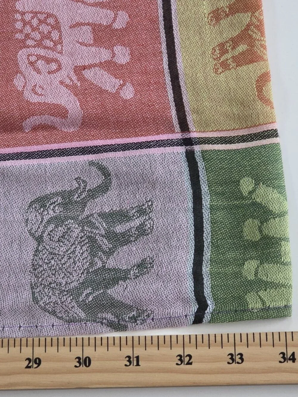 Nareerat Cashmere Pashmina Scarf 27 x 68 Inches Multicolor Elephant Print Fringe